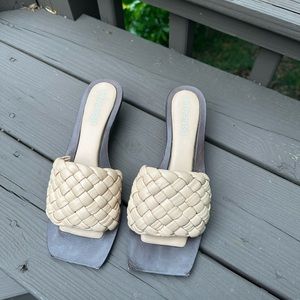 Jeffrey Campbell Costello Heel Tan Quilted Padded Mule